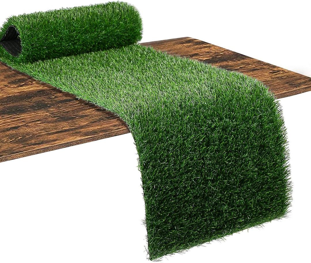 XLX TURF Artificial Grass Table Runner for Sport Golf Spring Summer Party Decorations - Green Fake Grass Crafts Table Centerpiece Wedding Baby Bridal Shower - 12x108 Inch