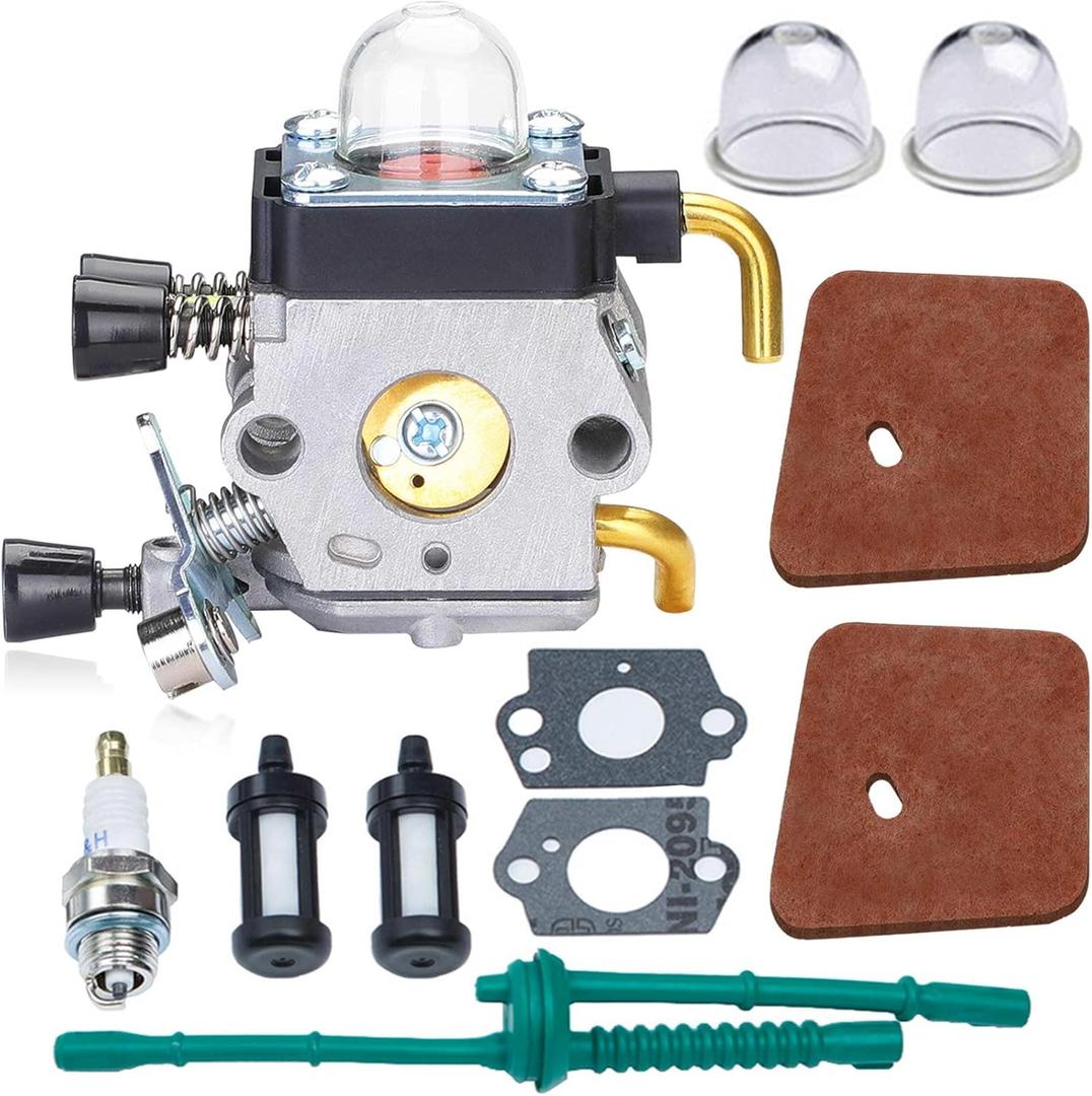 FS55 Carburetor, Easy-start FS 55 Carb with Rebuild Kit, Premium FS55R FS45 FS38 HL45 Carburetor for ZAMA STIHL String Hedge Trimmer Weed Eater Parts with Fuel Line Kit