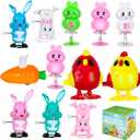 MGparty 12 Pack Easter Wind Up Toys Easter Party Favor Bunny Toys Easter Basket Stuffer Pinata Toys Goodie Bags Easter Gifts for Kids