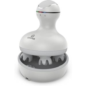 COMFIER Electric Scalp Head Massager with 4 Soft Silicone Massage Heads, Portable Hair Massager for Hair Growth, Relieve Stress, Head Scratcher for Deep Relaxation, Dog Cat Massager, Gray