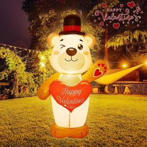 Kasyat 6 FT Valentines Day Inflatable Bear PVC Valentines Bear Blow Up Yard Decorations with Built in LED, Love Heart for Wedding Anniversary Outdoor Garden Lawn Birthday Party Propose Decor