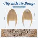 Clip in Bangs Human Hair Wispy Bangs Blonde Bangs Clip On Fake Bang Real Hair Bangs Fringe with Temples Full Bangs Flat Bangs Hairpiece for Daily Wear Women(#27-Dark Blonde)