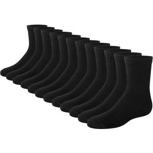 Hanes Boys' Socks Pack, Double Tough Moisture Wicking Ankle, Crew, No Show Socks, 12 & 14 Pair Packs