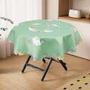 SINGINGLORY Easter Table Cloth, Embroidered Cute Rabbit, Eggs，Floral Table Runner for Easter Home Party Decorations, RD×54In