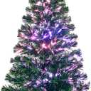 4FT Fiber Optic Green Christmas Tree Artificial Tree with Stand,Pre-lit Full Xmas Tree with Top Star Perfect for Indoor Holiday Decoration