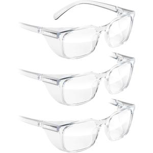 Stoggles Rectangle Z87.1 Certified Safety Glasses, Blue-Light, UV Blocking Lens, Top & Side Shield, Anti-Fog, Stylish Eyewear (Medium Standard Fit, Clear 3-pack)