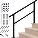 Metty Metal Handrails for Outdoor Steps Suitable for 1 to 5 Steps- Wrought Iron Stair Railing- Step Steady with 5 Feet Handrailing- Safe Indoor Home Banisters (5 Step)