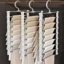 SEVEN LUCKY LIGHT 6 Tier Pants Hangers Space Saving up to 80%, 3 Packs Cloud Ladder Vertical Hangers for Pants, Leggings, Organizers for Apartment & Small Wardrobe Storage, Dorm Room Essentials
