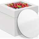 WINKIO 10 Inch Cake Box with Cake Boards, 2 Pack Disposable Cake Carrier, Cakes Transport Container, White Bakery Holder with Window, for Cookies, Pies, Cupcakes, Pastry (10108 Inches)