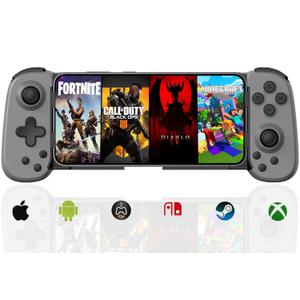 Wireless Controller for iPhone/Android/PC/iPad/Tablet/APPL Arcade MFi Games/Switch/PS4, Support Streaming on PS5/Xbox/PC Console, Cloud Gaming Gamepad Joystick - Turbo/6-Axis Gyro/Dual Motors -Grey