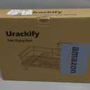 Urackify Compact Dish Drainer for Kitchen Counter - Expandable Large Capacity Drying Rack with Removable Cutlery Holder, Anti-Rust Plate Rack, Non-Slip Feet (Black)