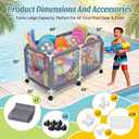 Extra Large Swimming Pool Storage Organizer Upgraded 280-Gallon Rolling Bin with Wheels Side Pockets Float Noodles Holder Mesh Cart for Pool Toys Swim Rings Surfboards Beach Gear Patio Yard Organizer