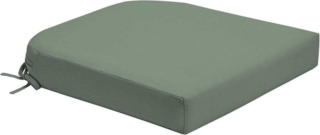 Arden Foam Outdoor Round Back Seat Cushion, 20 x 19, Made with ProFoam, Rain-Proof, Fade Resistant, Sage Green Texture, 2 Pack 