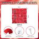 48 PCS Red Shimmer Wall Backdrop, Square Sequin Photo Backdrops Panel, Glitter Wall Background for Birthdays, Weddings, Christmas, Engagements, Disco Bachelorette Party Decoration (6FTx8FT)