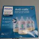 Philips Avent Anti-Colic Baby Bottle with AirFree Vent, Slow Flow 1 Nipple, 0m+, 4oz, 4 Pack, Clear, SCY701/04