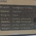 IronMaster / IronMax CI-1608 Charcoal Grill, a portable outdoor cast iron grill