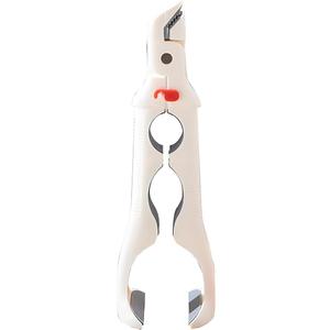 2 x 3-in-1 Silicone Non-Slip Heat Resistant Gripper Tongs,Multi-Function Hot Plate Gripper Small & Large Ends for Bowls & Plates, 22cm Long Handle with Built-in Can Opener (White)