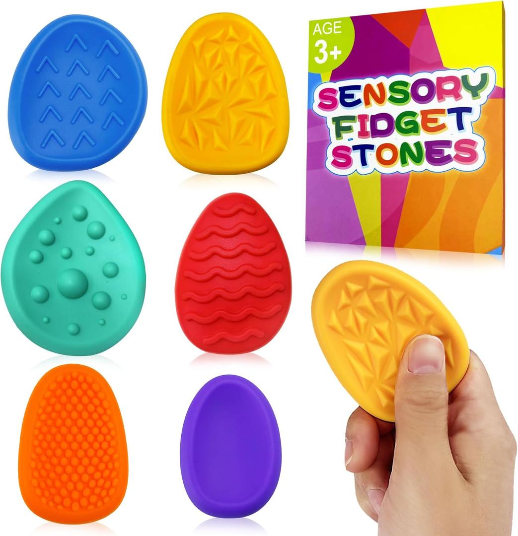 Fidget Classroom Must Have Sensory Toys for Kid Adult 6PC Worry Stone Autism ADHD Christmas Stocking Stuffers School Teacher Counselor Special Education Need Calm Down Quiet Stress Item Anxiety Relief