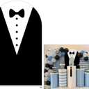 Black Tuxedo Bowtie Arch Fabric Covers Boss and Boy Baby Stretchy Arched Stand Backdrop Cover for Birthday Party Baby Shower Decoration Supplies(Only Cover) (Lx-gx-1924)