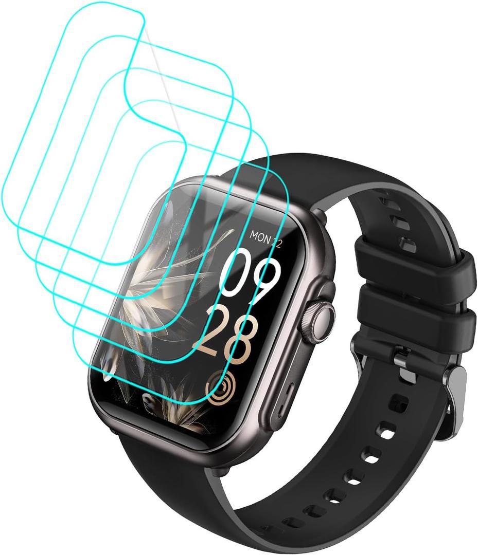 for RUXINGX Smart Watch G62 Screen Protector 1.85" [5 Pack] HD Clear Soft PET Film [Anti-Fingerprint] [Anti-Scratch] [Bubble Free] Screen Protector for RUXINGX G62 Smartwatch Fitness Tracker