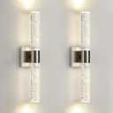 Modern LED Wall Sconces Set of Two - 4000K Dimmable Crystal Bathroom Sconces Wall Lighting Indoor Brushed Nickel Vanity Light Fixture Wall Mount Wall Lights for Bedroom Living Room, 18 Inch, 2-PACK (Hardwired)