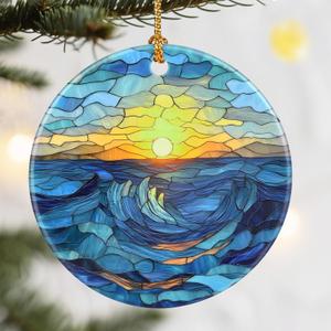 Christmas Ornaments, Dodosky 2.8in Ceramic Sunrise Ornament, Xmas Decor, Christmas Tree Ornaments, Xmas Decorations for Tree, Holiday Ornament, Gift Ideas, Sunrise Lover Gift, Gifts for Family, Friend