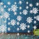 24PCS Snowflake Christmas Decorations, 3D Large White Paper Snowflakes Garland Hanging Snow Flakes for Winter Wonderland Christmas Party Decorations Holiday New Year Home Decor, Antiquewhite