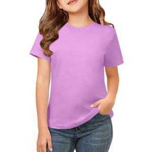 ZDC Girls Short Sleeve Shirts Crewneck T Shirts Kids Summer Tops Basic Tees 5-14 Years (Purple)