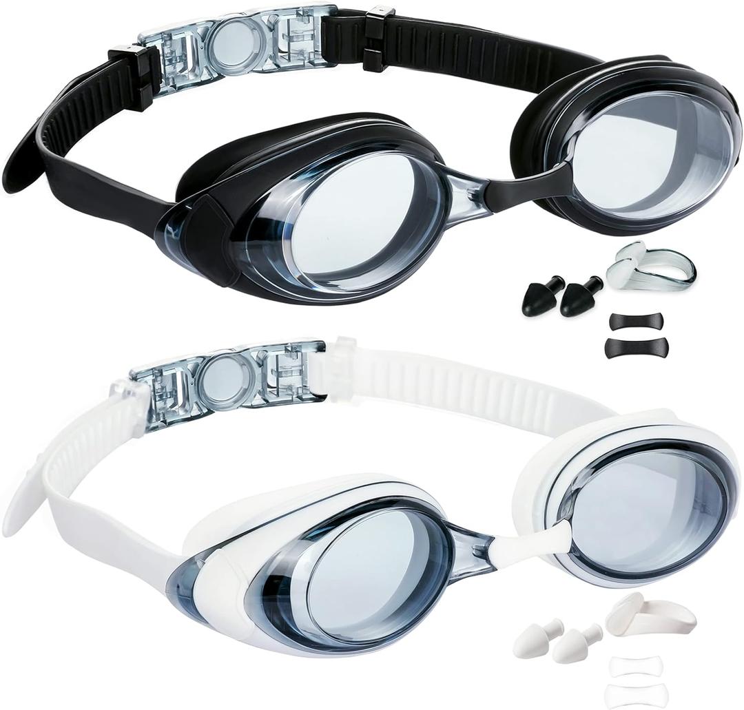 2 Pack Swim Goggles Anti-fog No Leaking Anti-UV Silicone Swimming Goggles for Adult Women Men