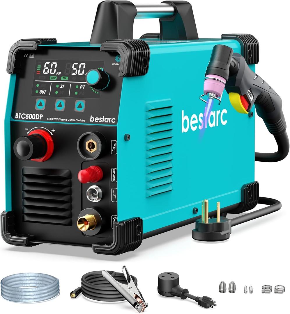 Plasma Cutter, [Pilot Arc][Large LED Display][Air Sensor]50A bestarc Plasma Cutter Machine 110/220V Dual Voltage, 1/2'' Clean Cut 3/4 Inch Max Cut, Post Flow Mesh, 2T/4T for Beginners DIY