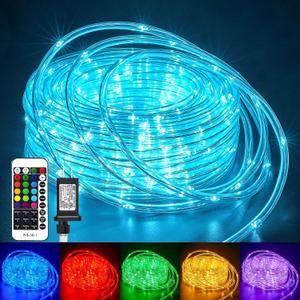 Minetom Color Changing Rope Lights Outdoor, 33FT 100 LED String Lights with Plug & Remote, Waterproof Christmas Light Outdoor Decoration, Twinkle LED Rope Light for Outside Indoor Bedroom,16 Colors