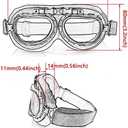 Evomosa Vintage Pilot Style Motorcycle Goggles for Half Helmet (Silver)