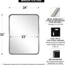 ANDY STAR 24x32 INCH Brushed Nickel Mirror, Rounded Rectangle Silver Metal Framed Mirrors for Bathroom Anti-Rust SUS304, Tube Metal Frame, 1 Deep Wall Mounted Vertically/Horizontal