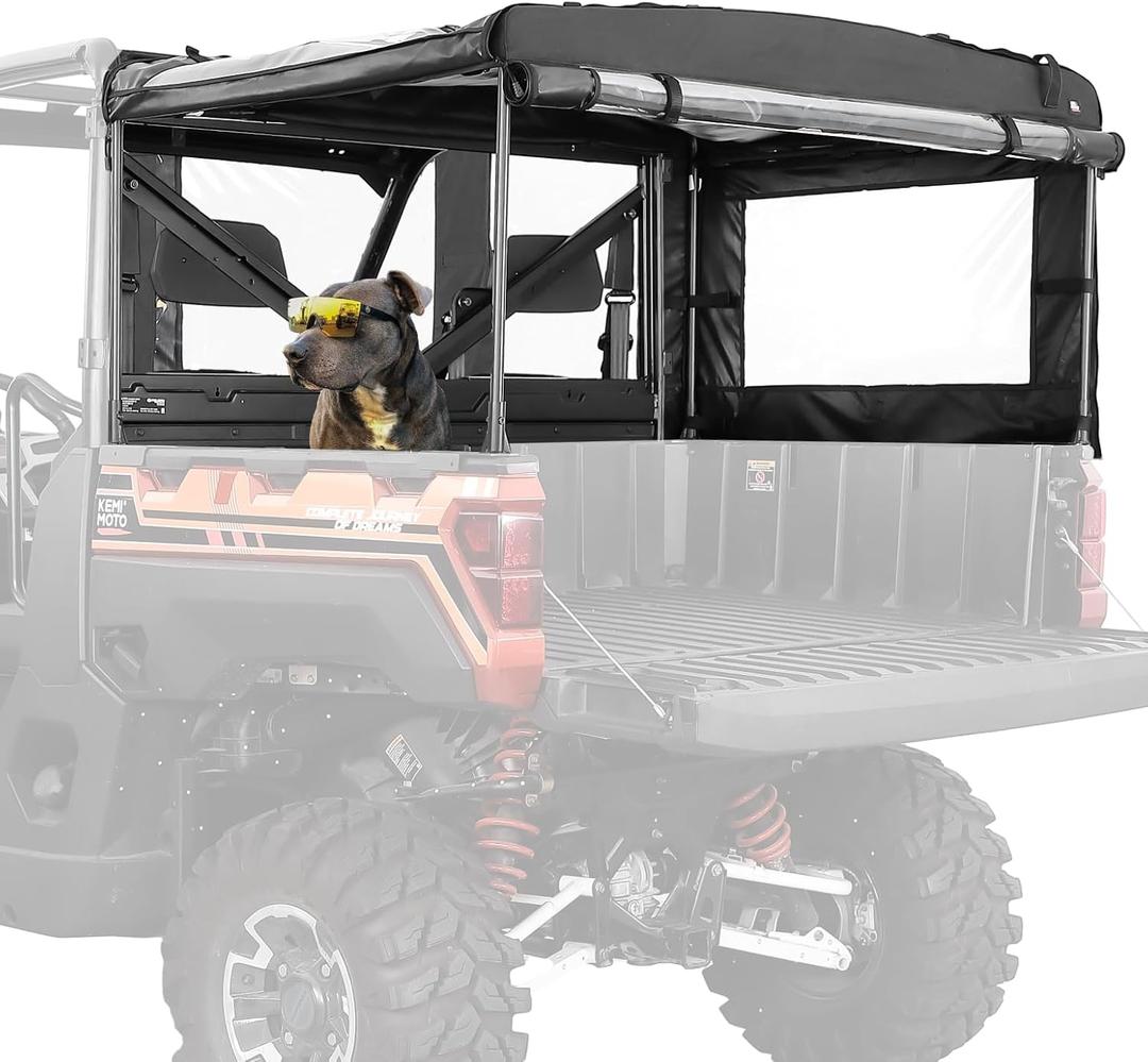 KEMIMOTO UTV Soft Cargo Camper Bed Cover Rack Compatible with Polaris Ranger 1000 / XP 1000 / Crew XP 1000/570 Full-Size 2013-2026 Rear Camper Top Canvas Accessories