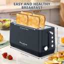 Plum chef 4-Slice Toaster, Extra Wide Long SIot Toaster, 6 Browning Settings, Bagel/Defrost/Reheat Functions, Removable Crumb Tray, Stainless Steel Housing 135oW (Black)