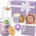 8 Pcs Christmas Pastor's Wife Appreciation Gifts Box with Glass Cup Candle Bracelet Hair Scrunchy Card Christian Religious Inspirational Thank You Gifts for Pastors Bishop Wife Women(Purple)