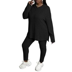 Tycorwd Women's Plus Size Two Piece Outfits Sweatsuits Sets Long Sleeve Hoodies Tracksuit Lounge Sets Black 3XL