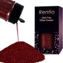 Renfio Ultra Fine Glitter Powder Metallic Resin 2.11 Oz (60g) PET Flakes Crafts Sequins 1/128" Burgundy Epoxy Chips Flakes for Christmas Roses Tumblers Slime Decoration - Dark Wine Red