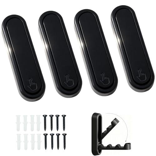 XZWEAHG 4PCS Folding Coat Hooks,Black Wall Hooks for Hanging, 4 Folding Coat Hooks, Flip Down Heavy Duty Hooks Robe Hook Wall Mounted for Clothes, Towels, Hats & More
