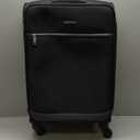 Amazon Basics Luggage, 23" Medium Checked Softside Suitcase With Wheels, With Four 360-Degree Multi-directional Spinner Wheels, Expandable Space, Zippered Pocket and Straps, Telescopic Handle, Black