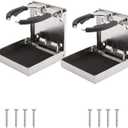 DasMarine 2 PCS Stainless Steel Adjustable Folding Down Drink Holder Cup Holder for Marine/Boat/Caravan/Car (2 PCS)