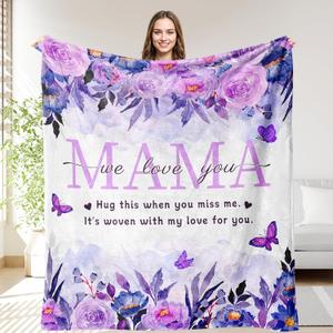OHOIT Gifts for Mom, Mom Birthday Gifts Blanket, We Love You Present for Mother Mommy Stepmom from Daughter Son, Mother's Day Blanket to My Mom 60"x50", Throw Size 50" x 60"
