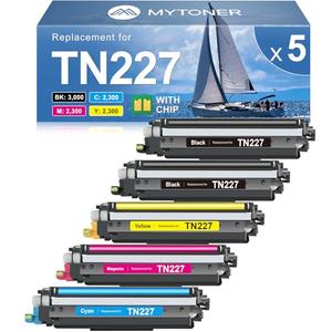 MYTONER TN227 TN-227 Toner Cartridge Compatible Replacement for Brother TN227 TN 227 TN223 TN-227BK/C/M/Y High Yield for HL-L3270CDW HL-L3210CW MFC-L3770CDW MFC-L3750CDW MFC-L3710CW Printer (5 Pack)