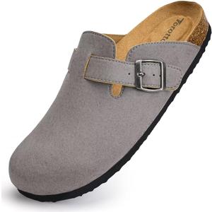 Torotto Womens Clogs Cork Footbed Suede Slippers Arch Support Potato Shoes with Adjustable Buckle