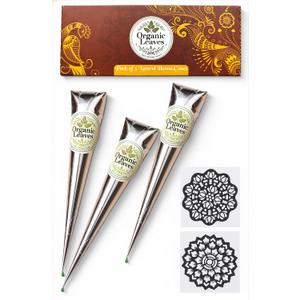 Henna Cones 3 × 30 g Pack | Made from 100% Natural Henna Leaves | Ready-to-Use, Pre-Filled Cones | 5-Stage Filtered for Rich, Long-Lasting Color | Chemical-Free & Premium Quality
