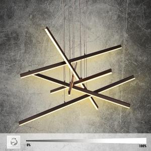 Artop Dimmable Modern Chandelier LED 6 Lights Linear Pendant Light Adjustable Height Chandelier Light Fixture for Kitchen Island Dinning Room Living Room Office Restaurant Black