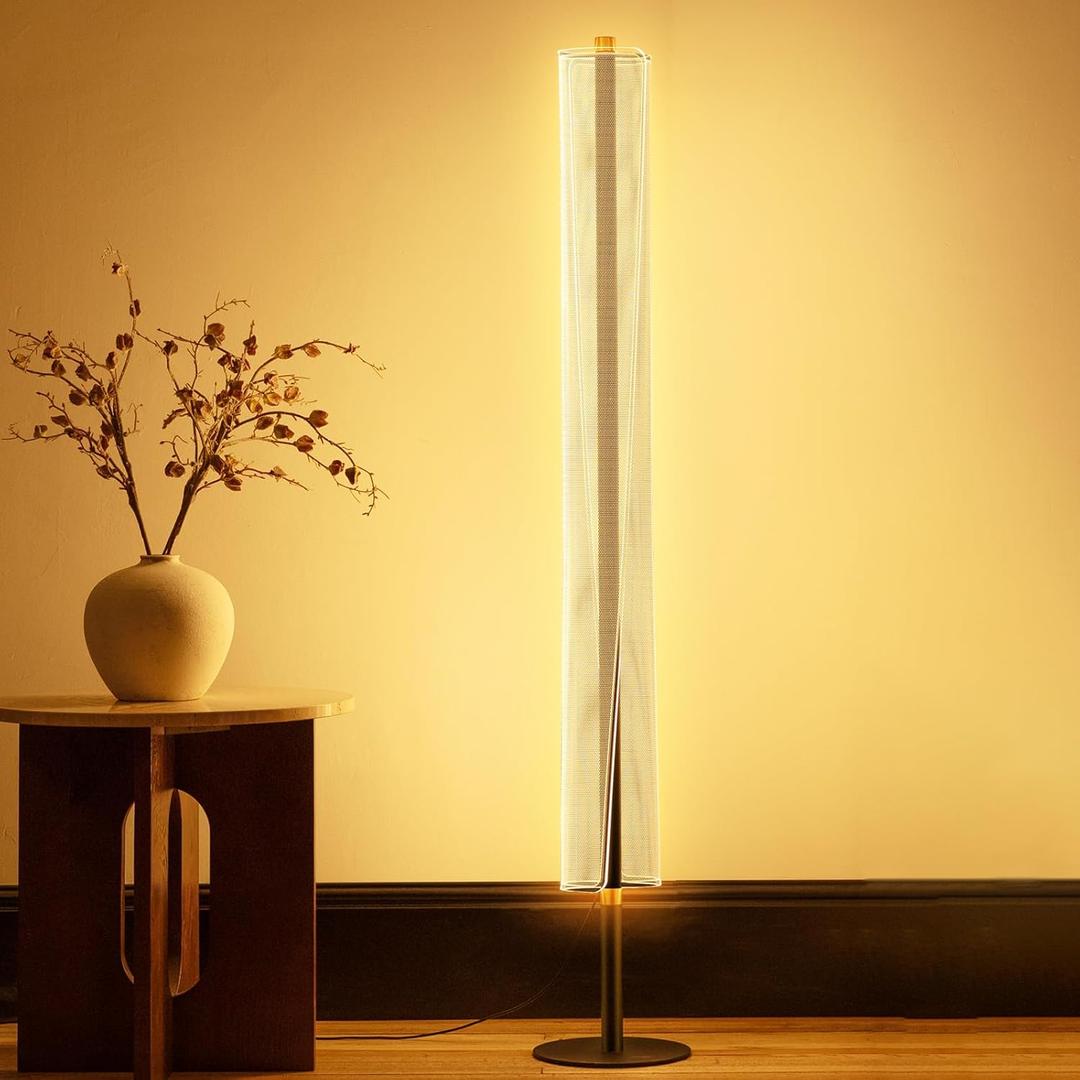 NUÜR Modern Floor Lamp, Dimmable Standing Lamp with Remote Control, Stepless Adjustable Colours & Brightness, Industrial Lighting for Living Room, Bedroom, Office (Floor Lamp for Bedroom)