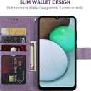 Case for Galaxy A03S Case, Samsung A03S SM-A037U Wallet Case with Tempered Glass Screen Protector, Lace Flower PU Leather Flip Credit Card Holder Phone Cover for Samsung Galaxy A03S Purple