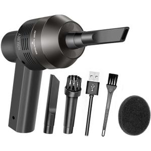 New Cordless Mini Computer Vacuum, Portable Vacuum Cleaner Keyboard Cleaner Kit - Cleaning Dust, Hairs, Crumbs, Scraps, Ash for Laptop, Keyboard, Computer,Car, Pet House, Sewing Machine (Black-brushed Motor)