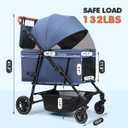 FOURPAW Reversible Pet Stroller (4 Wheels for Cats and Dogs) for Small and Medium Pets up to 33 lbs.Khaki